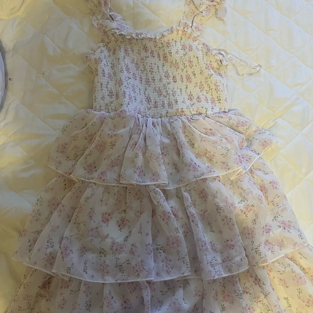 Celebrity Pink Floral Ruffle Dress